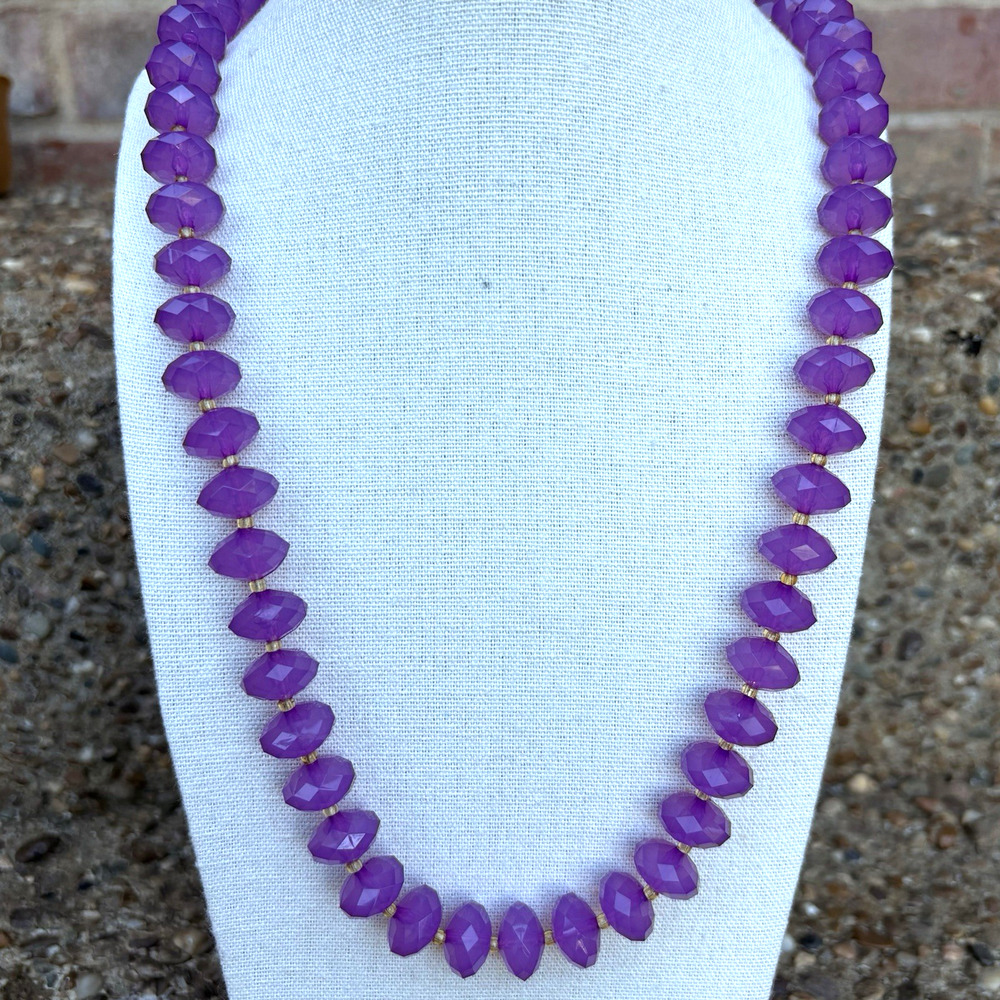 Vintage Joan Rivers Purple Chunky Acrylic Lucite Faceted Statement‎ Necklace 28"